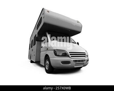 Campeur isolé sur fond blanc Banque D'Images