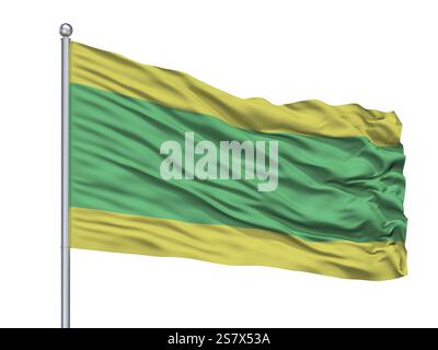 La ville de Voru drapeau sur mât, l'Estonie, pays isolé sur fond blanc Banque D'Images