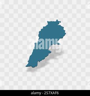 Liban haute représentation vectorielle détaillée de la silhouette du pays. Carte 3D sur fond transparent avec ombre portée. Pour un usage éducatif, décoratif ou informatif. Illustration de Vecteur