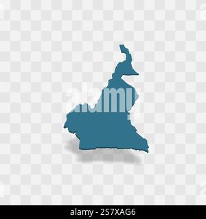 Cameroun haute représentation vectorielle détaillée de la silhouette du pays. Carte 3D sur fond transparent avec ombre portée. Pour un usage éducatif, décoratif ou informatif. Illustration de Vecteur