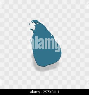 Sri Lanka représentation vectorielle détaillée élevée de la silhouette du pays. Carte 3D sur fond transparent avec ombre portée. Pour un usage éducatif, décoratif ou informatif. Illustration de Vecteur