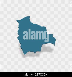 Bolivie représentation vectorielle détaillée élevée de la silhouette du pays. Carte 3D sur fond transparent avec ombre portée. Pour un usage éducatif, décoratif ou informatif. Illustration de Vecteur