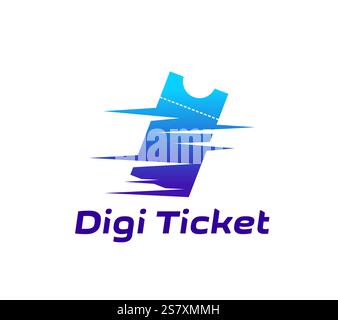 L'icône de billet électronique numérique représente l'innovation et la technologie moderne avec l'emblème dynamique de gradient bleu de billet électronique. Étiquette vectorielle pour la gestion d'événement Illustration de Vecteur