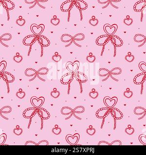 Ruban et noeuds motif sans couture rouge Illustration de Vecteur