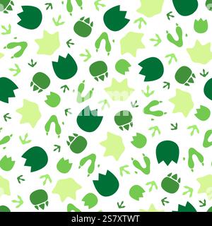 Fond de modèle sans couture d'empreinte de dinosaure. Dessin animé vecteur vert antique Dino reptile patte d'animal imprime impression sur le sol. Archaeo de l'ère jurassique Illustration de Vecteur