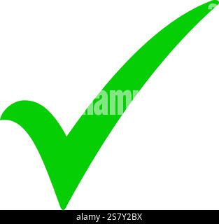 Icône de coche verte, icône de vecteur de coche, symbole approuvé en couleur verte, signe de coche dessiné à la main, illustration de vecteur de signe de coche plate, correct Illustration de Vecteur