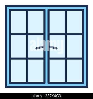 Icône ou symbole bleu de concept de vecteur de fenêtre fermée Illustration de Vecteur