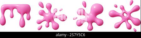 Éléments fluides roses vectoriels 3D brillants de différentes formes abstraites Illustration de Vecteur