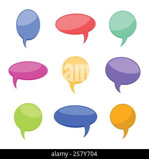 Ensemble de neuf ballons comiques colorés de bande dessinée bulles de discours sans phrases et avec ombre. Illustration vectorielle. Illustration de Vecteur