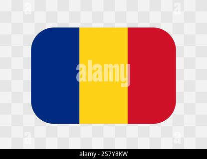 Drapeau de la Roumanie - rectangle arrondi drapeau coloré représentant l'identité culturelle et le patrimoine d'un pays. L'essence de la fierté et de l'unité nationales. Drapeau vectoriel sur fond transparent. Illustration de Vecteur