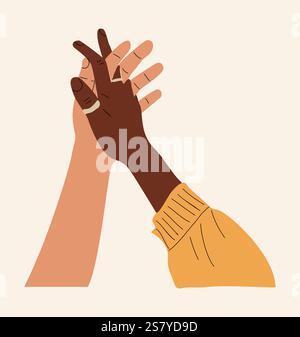 Deux mains tenant, touchant vecteur sur blanc Illustration de Vecteur