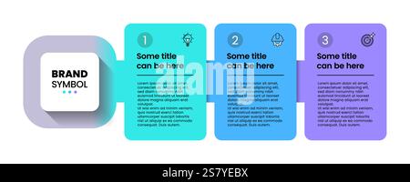 Modèle d'infographie avec icônes et 3 options ou étapes. Peut être utilisé pour la mise en page de flux de travail, le diagramme, la bannière, la conception Web. Illustration vectorielle Illustration de Vecteur