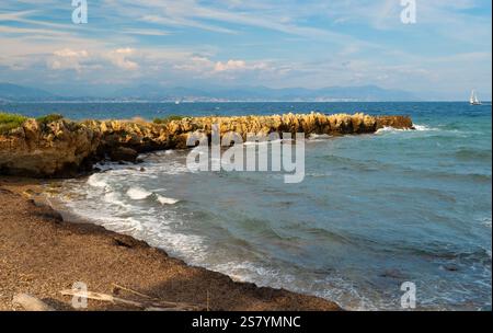 Plage de la Garoupe sur le Cap d'Antibes. Plage de la Garoupe. Banque D'Images