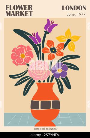 Vecteur d'impression d'affiche abstrait Flower Market London Illustration de Vecteur