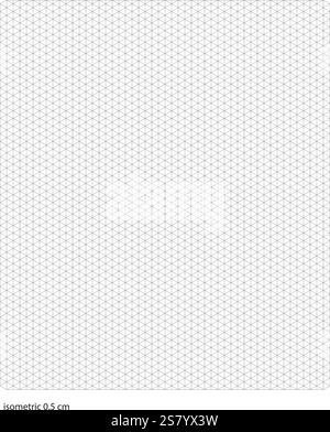 Graph Paper isométrique demi-centimètre carrés imprimable modèle A4 format de carnet. Grille grise graphique pour l'université, les revues, l'agenda ou l'ingénierie mathématique Illustration de Vecteur