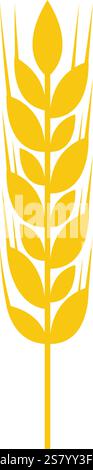Illustration vectorielle minimaliste d'une tige de blé mûr isolée sur fond blanc, symbolisant l'agriculture, l'agriculture, la nourriture saine et la production de céréales Illustration de Vecteur