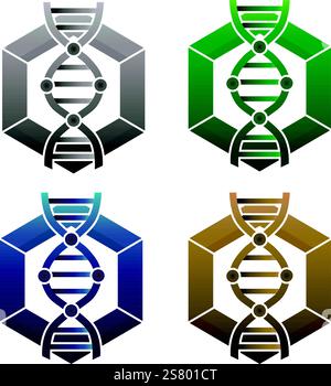 Illustration vectorielle du décodage de l'hélice d'adn. Symbole de séquence en spirale. Icône de l'ingénierie de l'ADN. Signe de modification de l'acide désoxyribonucléique. Illustration de Vecteur