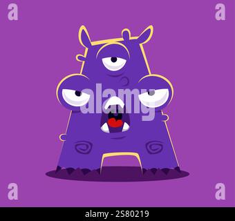 Lettre de police d'Halloween Un personnage monstre drôle. Silly Fantasy Creature lettre de police anglaise, Crazy Halloween vecteur de bête ABC typeset symbole ou effrayant Illustration de Vecteur