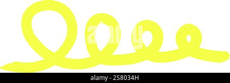 Ruban jaune formant une ligne en boucle continue, créant un élément ludique et décoratif sur un fond blanc propre, idéal pour diverses applications de conception Illustration de Vecteur