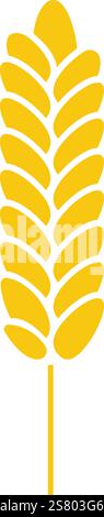 Illustration vectorielle minimaliste d'une seule épi de blé poussant sur fond blanc, représentant l'agriculture, l'agriculture, la récolte et la nourriture saine Illustration de Vecteur