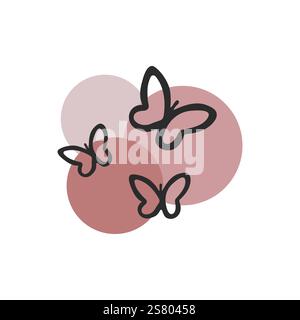 Icône vectorielle d'un papillon simple. Symbole de papillon de liberté. Papillons dans le vecteur de cercles. Logo papillon élégant. Icône vectorielle. Illustration de Vecteur