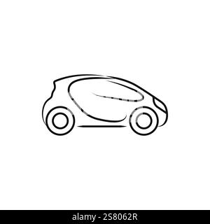Fond de vecteur d'icône de voiture électrique d'une ligne. Icône écologie. Contour continu d'une icône de voiture. Illustration de Vecteur