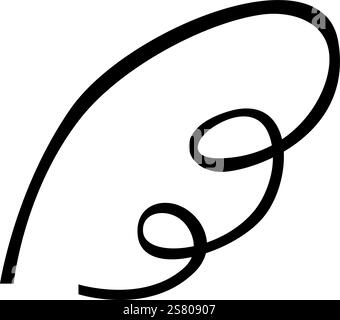 Simple dessin noir continu formant une forme abstraite semblable à un tourbillon décoratif, isolé sur un fond blanc, idéal pour les projets de design graphique Illustration de Vecteur