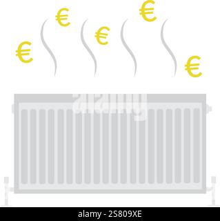 Coûts de chauffage élevés en hiver. Vanne thermostatique du radiateur. Réduction de la chaleur due aux prix élevés de l'énergie Illustration de Vecteur
