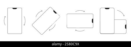 Icône de rotation de téléphone portable, symbole de rotation avec flèches définies. Tournez l'appareil, l'écran. Bouton IU, Web ou application. Vertical ou horisontal, écran de téléphone. Illustration vectorielle Illustration de Vecteur