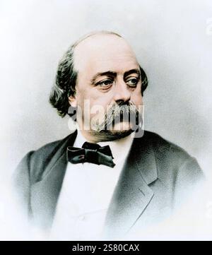 Gustave Flaubert (1821-1880) écrivain français circa 1875 - coloriage ultérieur - Banque D'Images