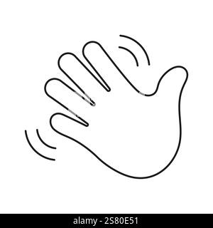 Icône de la ligne de la main en agitant. Symbole contour geste de bonjour ou au revoir. Affiche de message d'accueil amical. Contour modifiable. Illustration vectorielle isolée Illustration de Vecteur