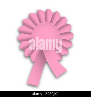 Cockade rose vif présente un motif ruban superposé avec des pétales arrondis. Parfait pour les occasions festives, les récompenses ou les éléments décoratifs dans divers métiers et designs. Illustration de Vecteur