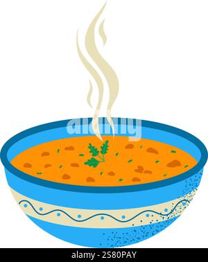 Soupe de lentilles. Cuisine turque traditionnelle. Illustration vectorielle dessinée à la main. Illustration de Vecteur