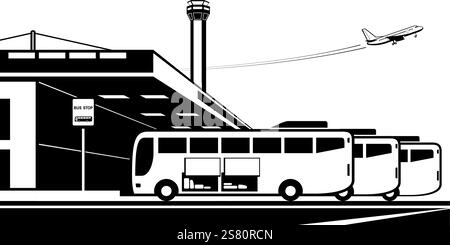 Bus du terminal de l'aéroport au centre-ville - illustration vectorielle Illustration de Vecteur