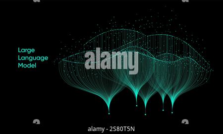Illustration d'informations de flux abstraites. Générer une image, une vidéo à partir du concept d'invite. Big Data, technologie, IA, transfert de données, flux de données, générative Illustration de Vecteur