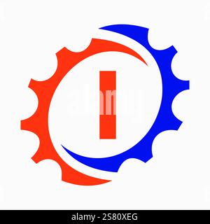 Modèle de conception du logo lettre initiale I Gear. Logo Automotive Gear pour l'identité commerciale et industrielle Illustration de Vecteur