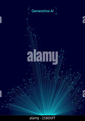 Illustration d'informations de flux abstraites. Générer une image, une vidéo à partir du concept d'invite. Big Data, technologie, IA, transfert de données, flux de données, générative Illustration de Vecteur