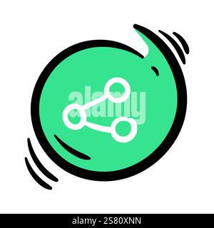 Bouton rond turquoise avec symbole blanc. Élément vectoriel simple sur fond blanc. Icône Partager dessinée à la main Illustration de Vecteur