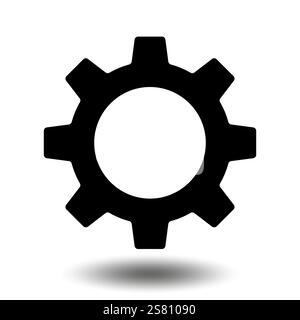Icône d'engrenage noire. Icône de pignon de la machine. Conception plate. Symbole de signe de roue dentée de vecteur sur un fond blanc Illustration de Vecteur