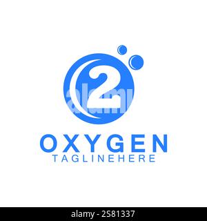 Design créatif et simple d'icône d'oxygène logo, o2, O initial et logo numéro 2 Illustration de Vecteur