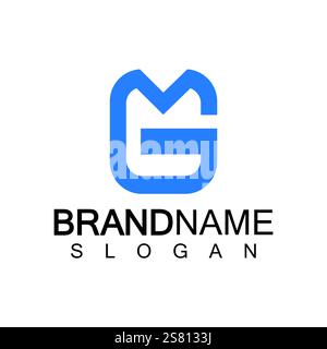 Lettres alphabétiques MG ou modèle de conception de logo GM Illustration de Vecteur