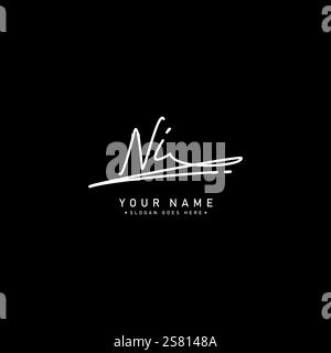 Logo de signature initiale pour la lettre ni - modèle de logo vectoriel dans le style de signature manuscrite Illustration de Vecteur