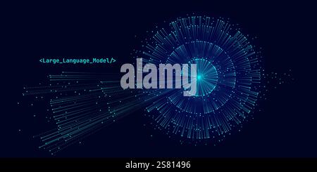 Illustration d'informations de flux abstraites. Générer une image, une vidéo à partir du concept d'invite. Big Data, technologie, IA, transfert de données, flux de données, générative Illustration de Vecteur