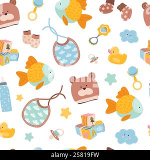 Modèle sans couture pour bébés. Joli imprimé enfantin. Illustration de Vecteur