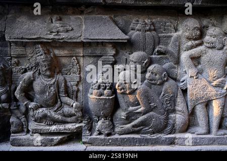 Prambanan, un temple hindou du 9e siècle dans le centre de Java, Indonésie. Banque D'Images