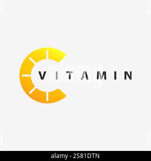 Logo de vitamine c et lettre C logo vecteur de conception de vecteur icône de santé nutrition Illustration de Vecteur