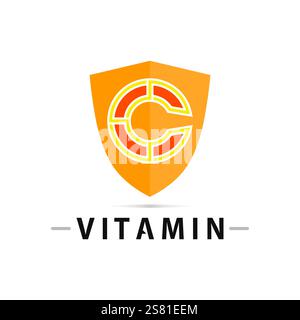 vitamine c logo vecteur conception icône vecteur santé nutrition Illustration de Vecteur