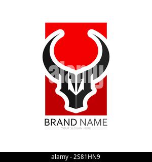 logo de bull et de vache icône vecteur corne animaux Illustration de Vecteur