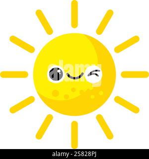 Soleil mignon, soleil kawaii - icône vectorielle Illustration de Vecteur