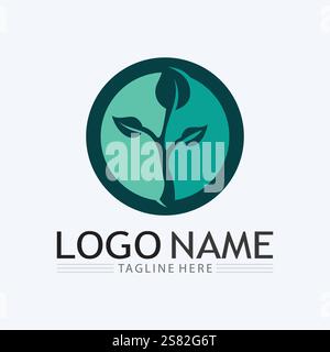 Logos des feuilles de l'arbre vert nature écologie du vecteur de l'élément Illustration de Vecteur